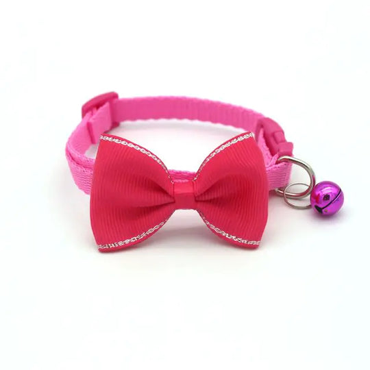 Bow and Bell Pet Collar  Happy Pet3 Fuchsia Pink  