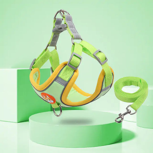 Reflective Pet Harness And Leash Set  Happy Pet3 Green L(for7-10kg) 