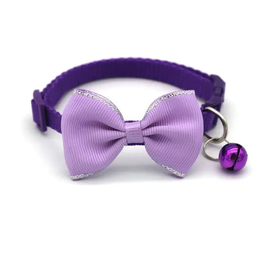 Bow and Bell Pet Collar  Happy Pet3 Purple  