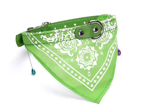 Small Pet Collar PU Adjustable Leather Scar  Happy Pet3 Green  