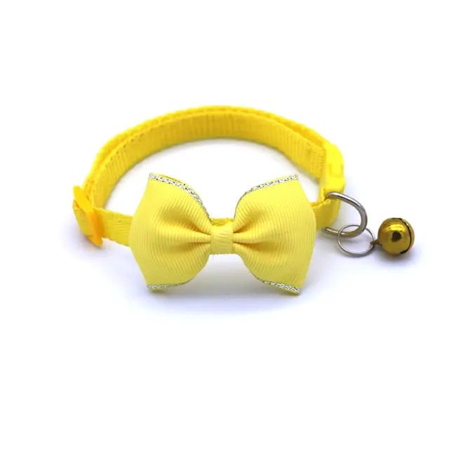 Bow and Bell Pet Collar  Happy Pet3 Yellow  