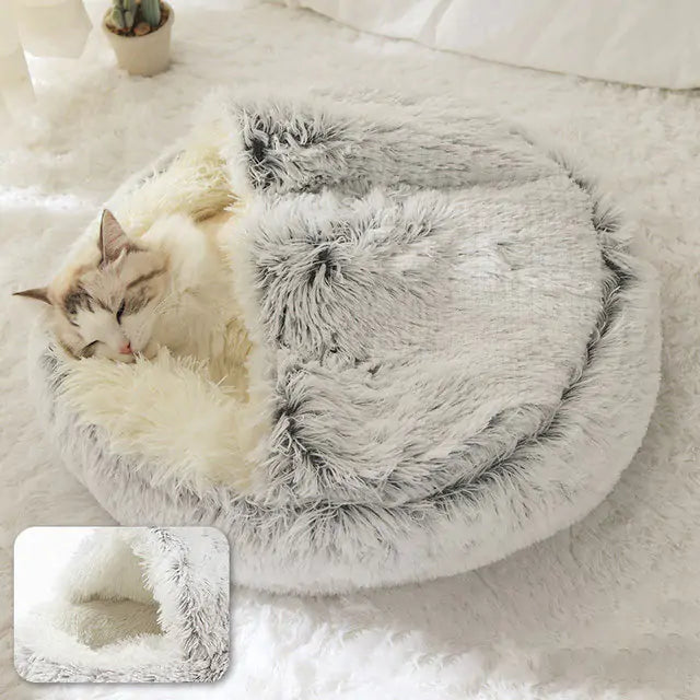 2-in1 Pet Bed  Happy Pet3 Long Plush Gray 50cm 